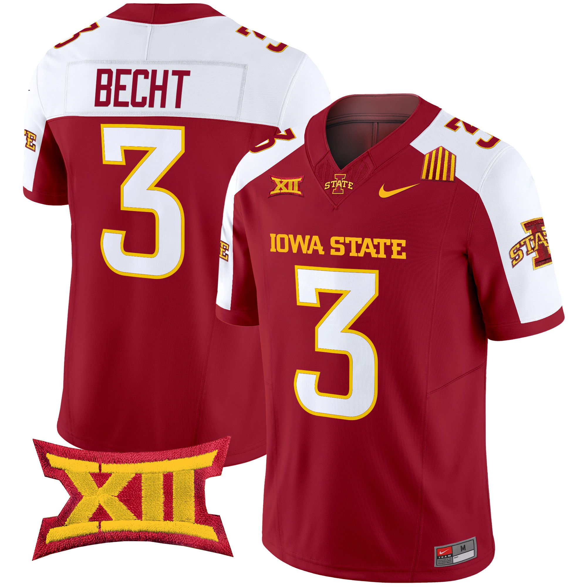 Men Iowa State Cyclones #3 Becht Red Nike 2024 Vapor Limited NCAA Jersey